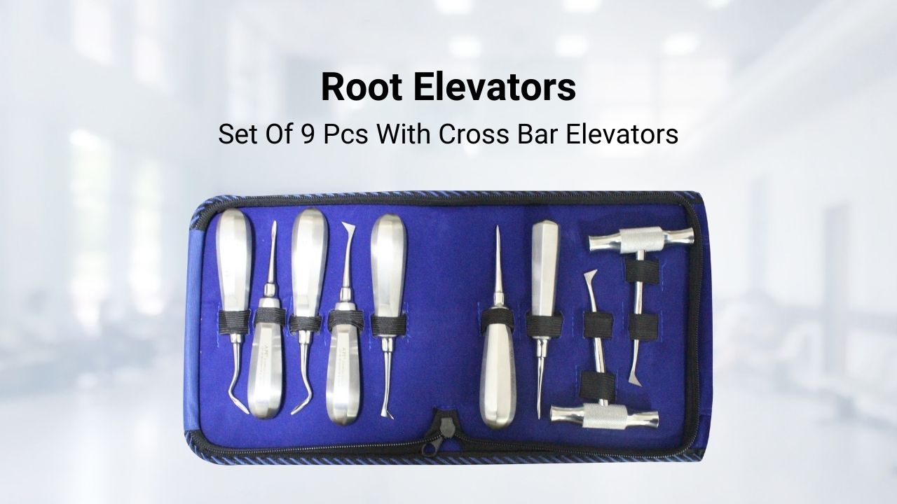 Root Elevators Set Of 9 Pcs With Cross Bar Elevators