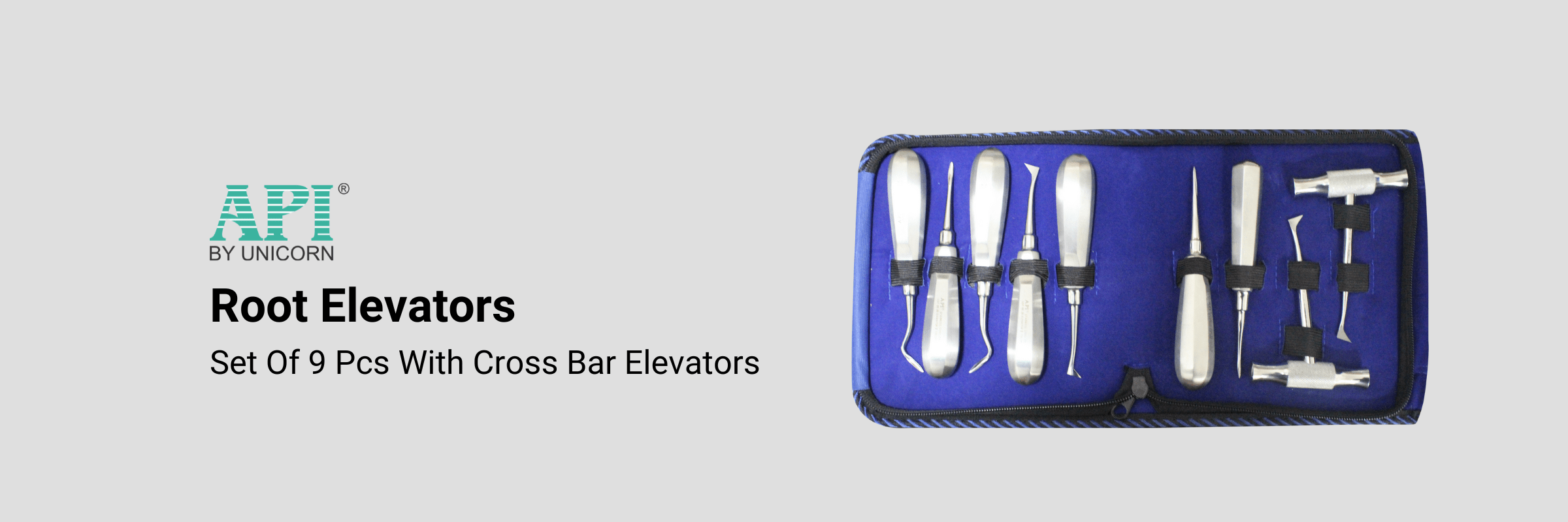 Root Elevators Set Of 9 Pcs With Cross Bar Elevators